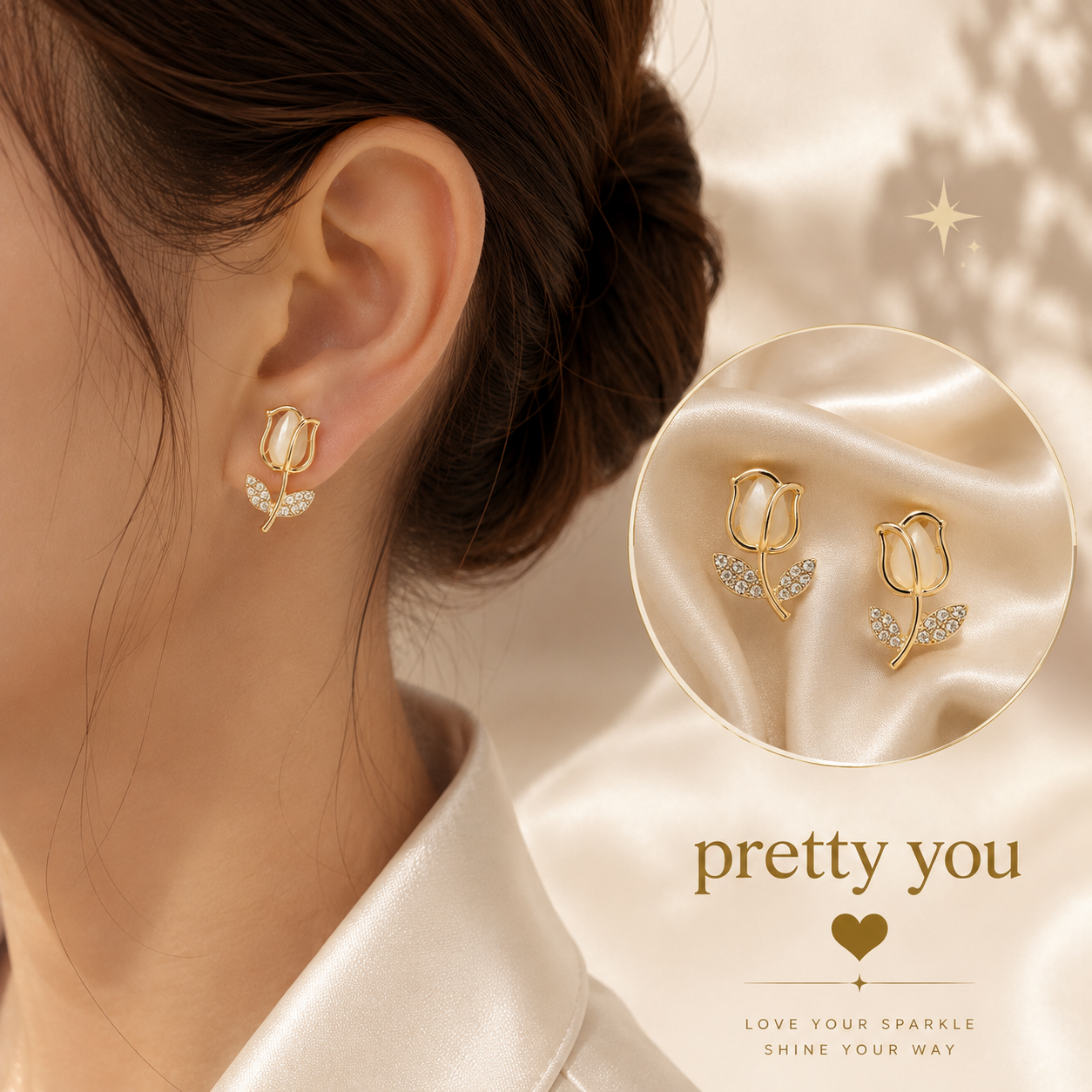 Golden Rose Earring