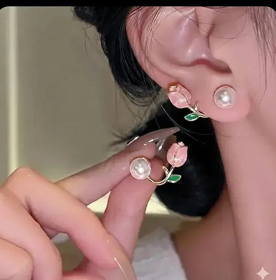 Pink Rose Earring