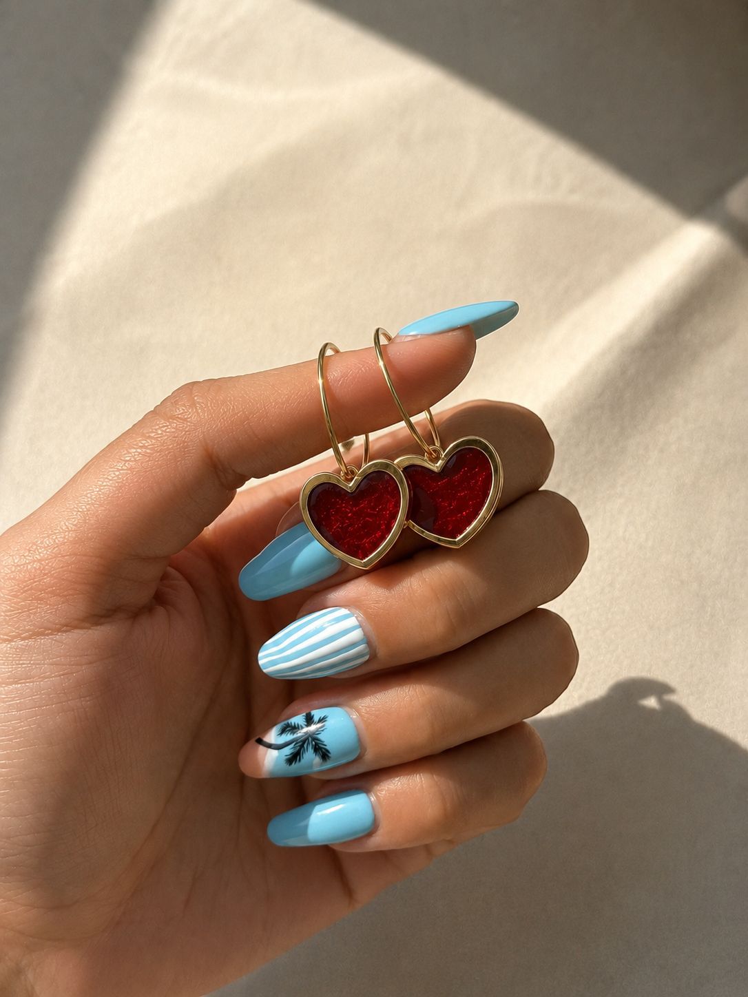 Ruby Heart Hoops