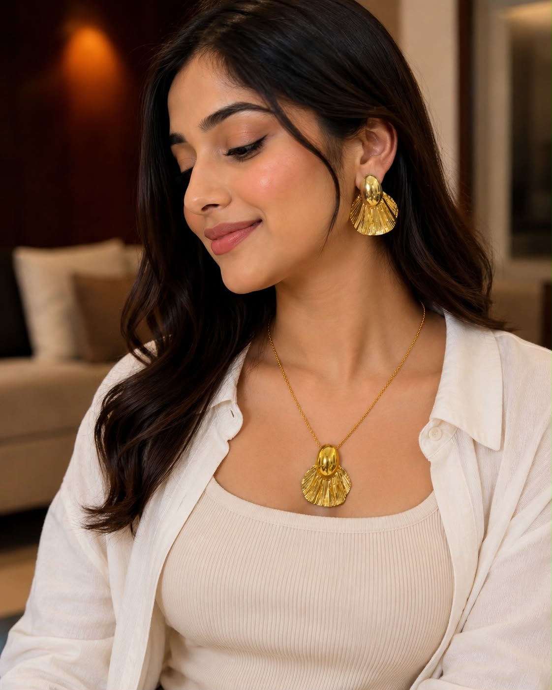 Anti Tarnish Golden Wave Charm Set