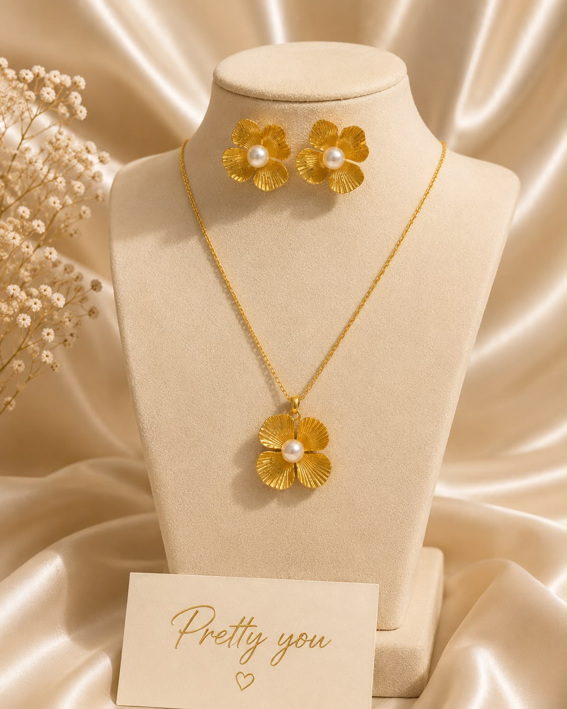 Anti Tarnish Golden Fleur Set