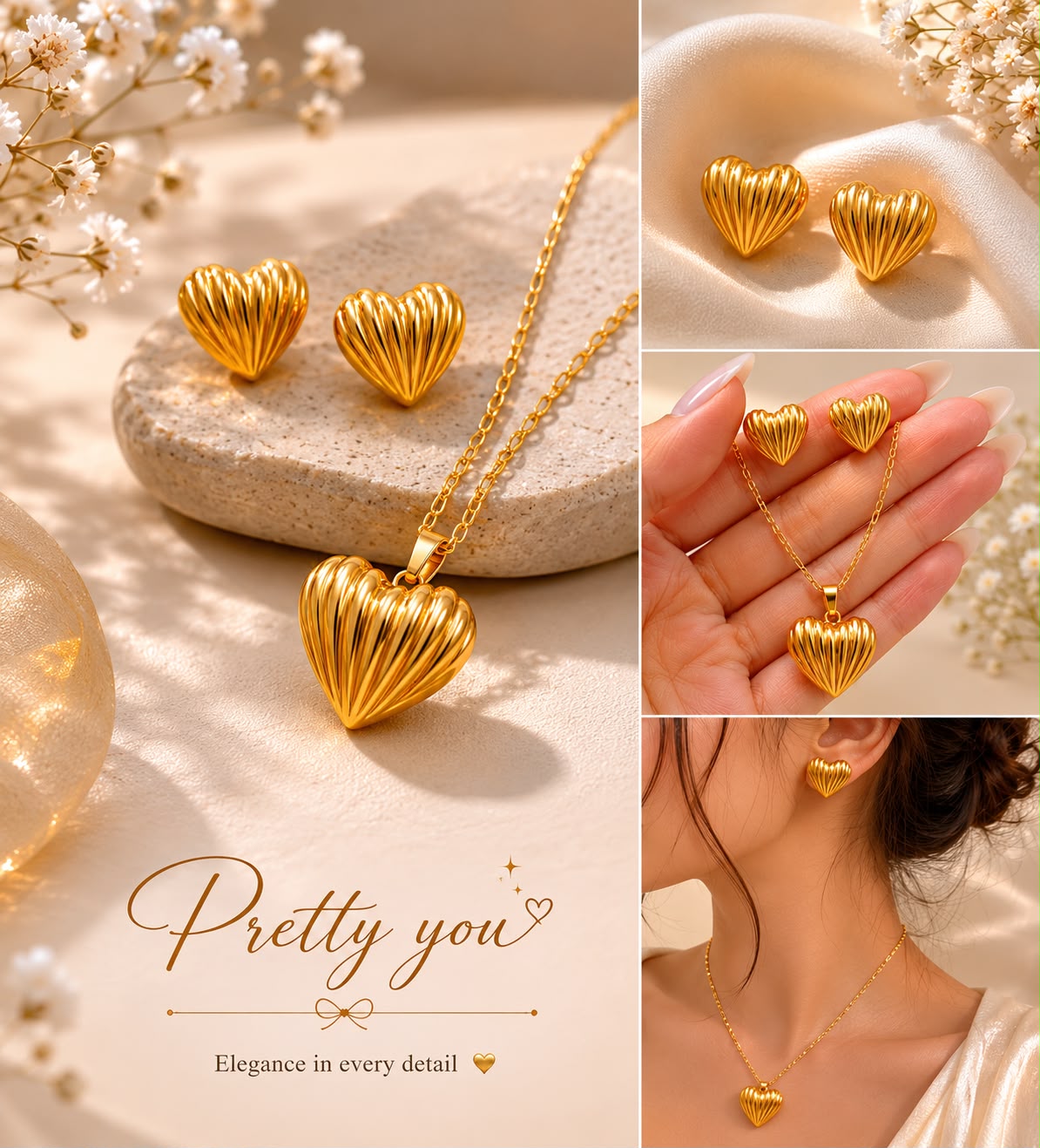 Anti Tarnish Heart of Gold Set
