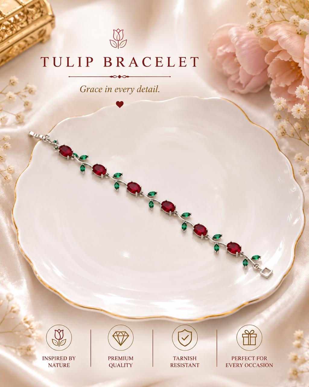 Red-Green Tulip Bracelet