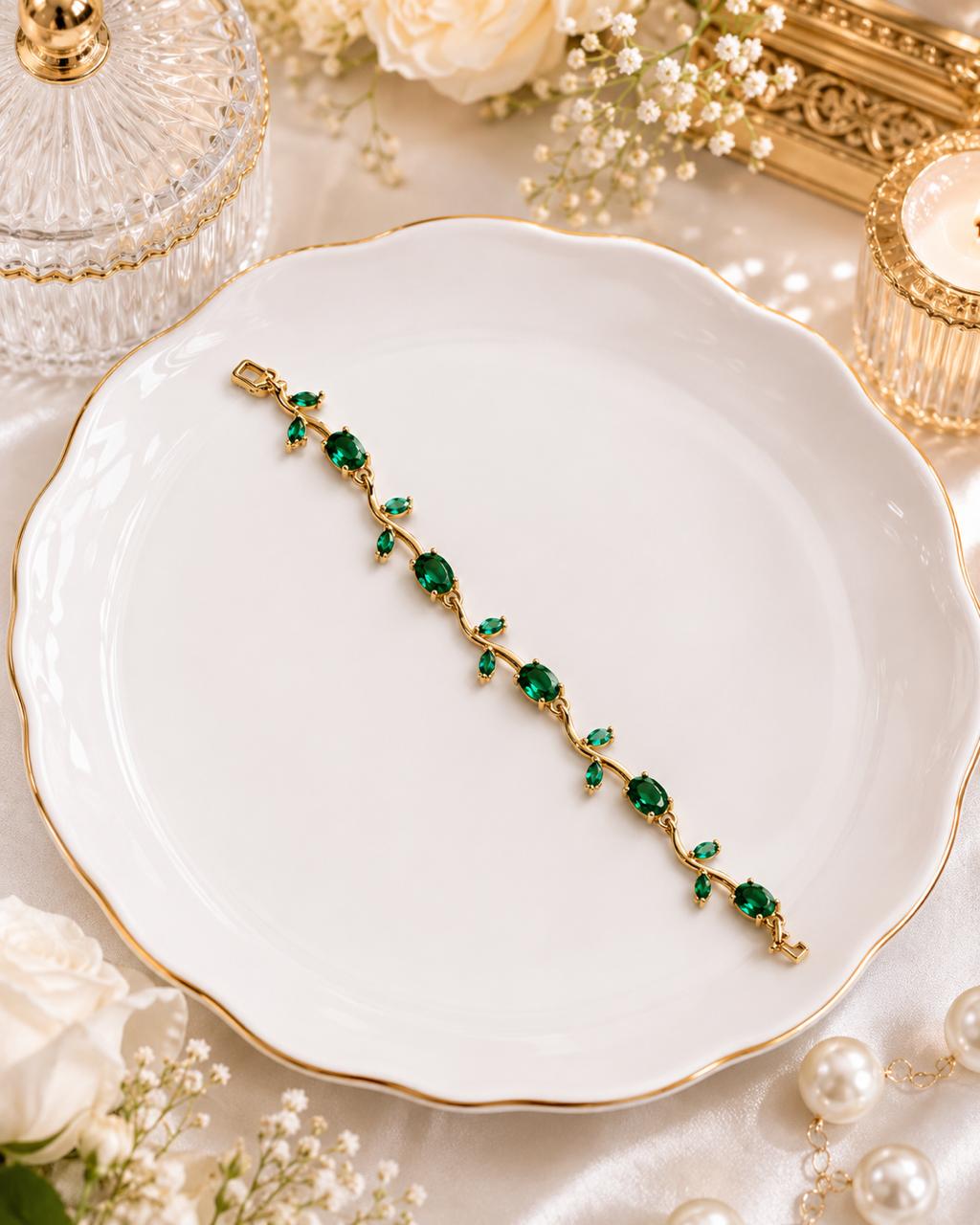 Green-Gold Anti Tarnish Tulip Bracelet