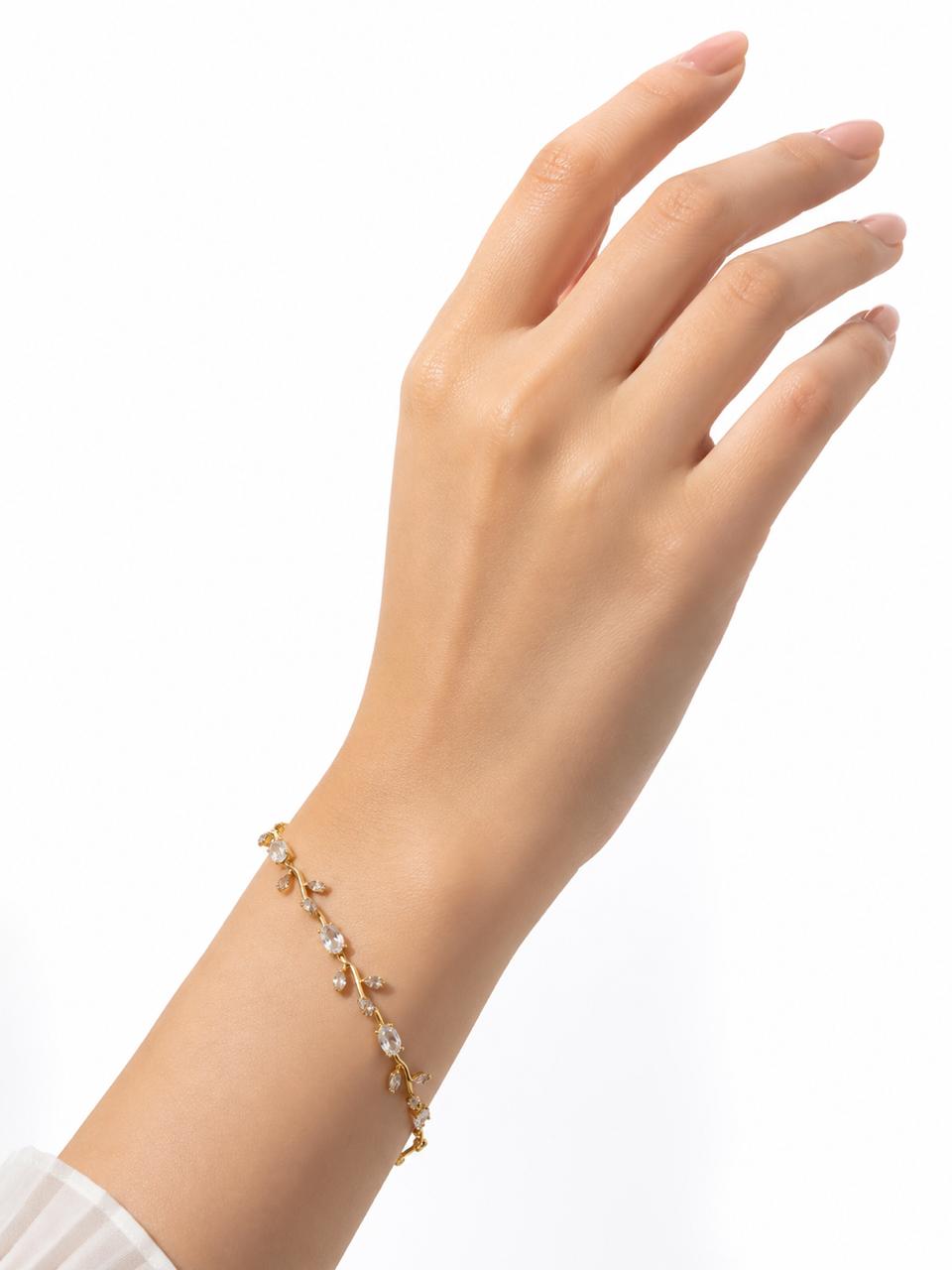 White-Golden Anti Tarnish Tulip Bracelet