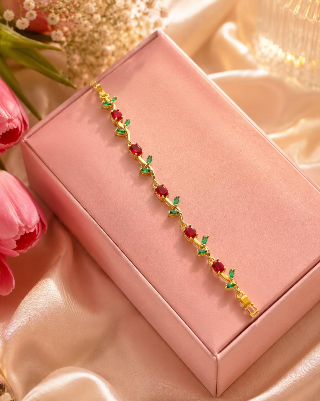 Red-Green Anti Tarnish Tulip Bracelet