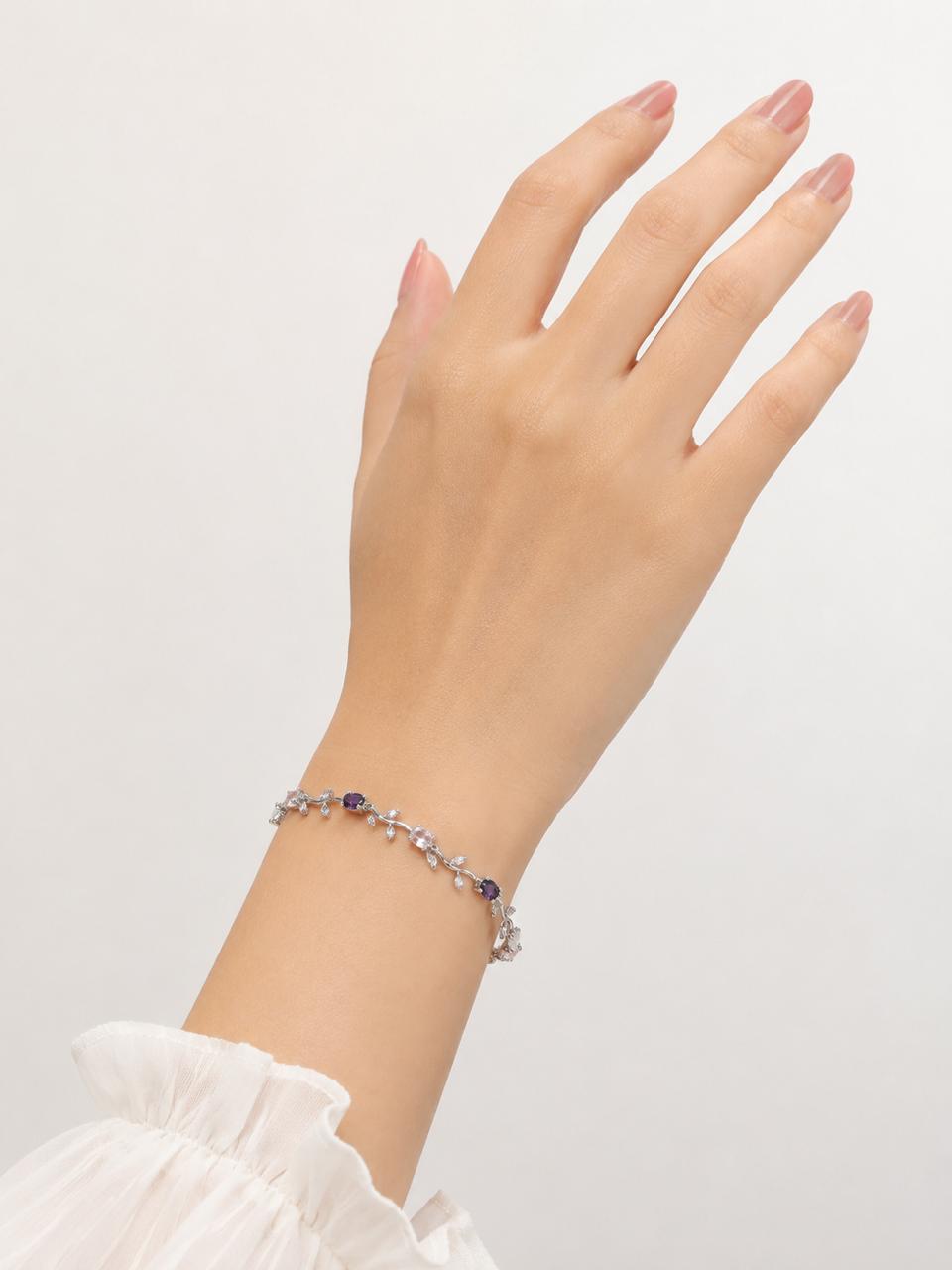 white-purple Anti Tarnish Tulip Bracelet