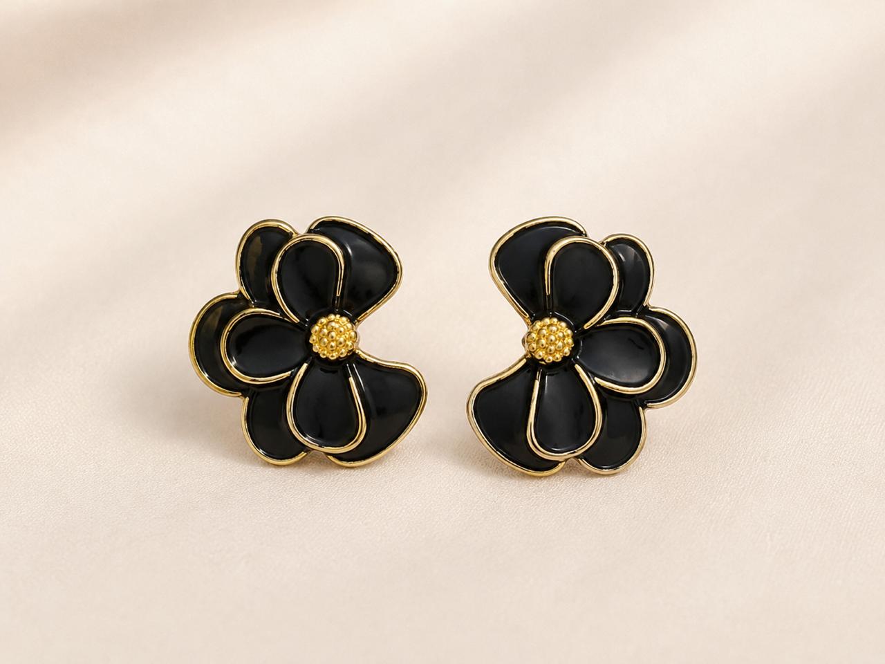 Onyx Petal Studs