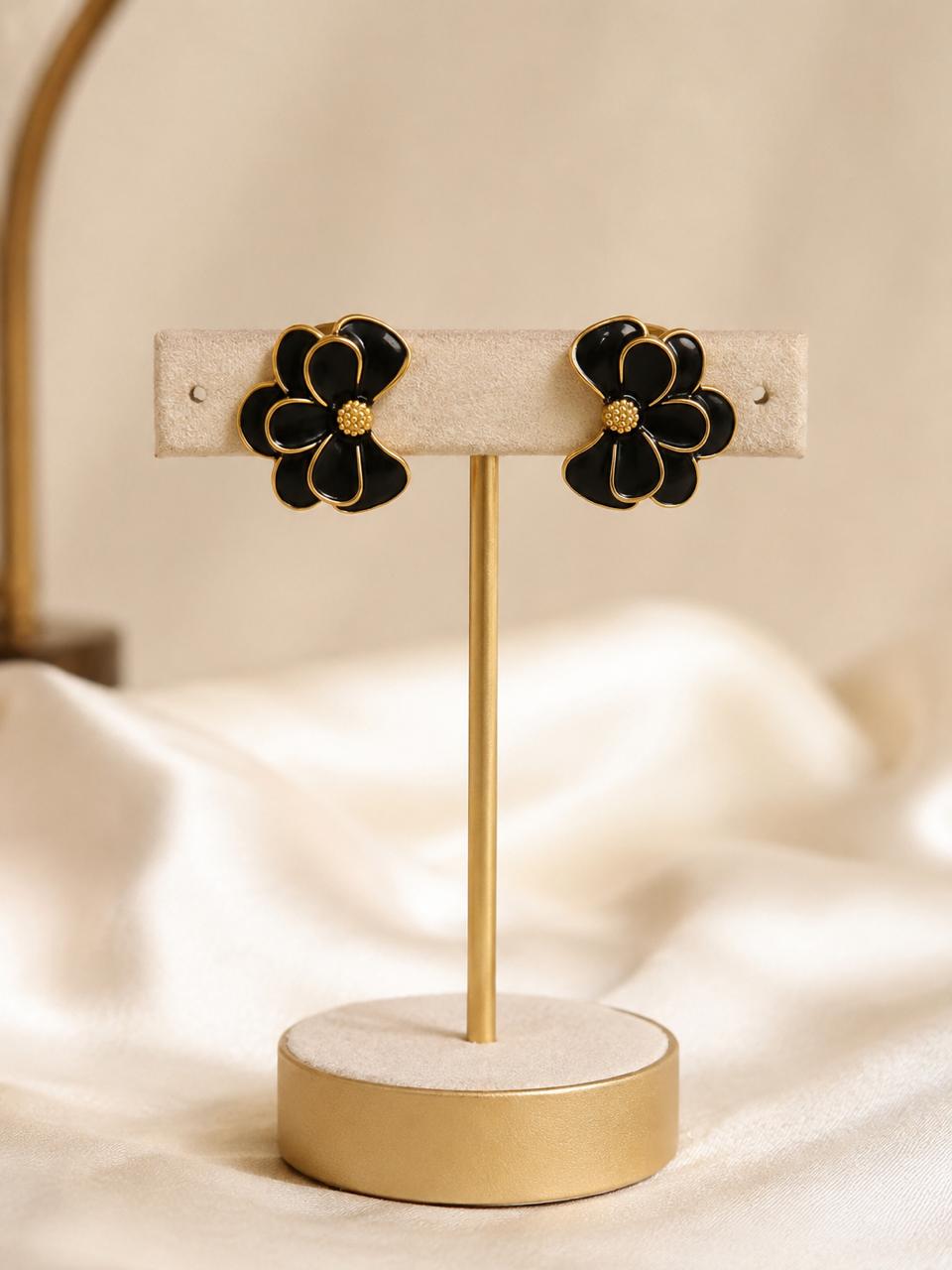 Onyx Petal Studs