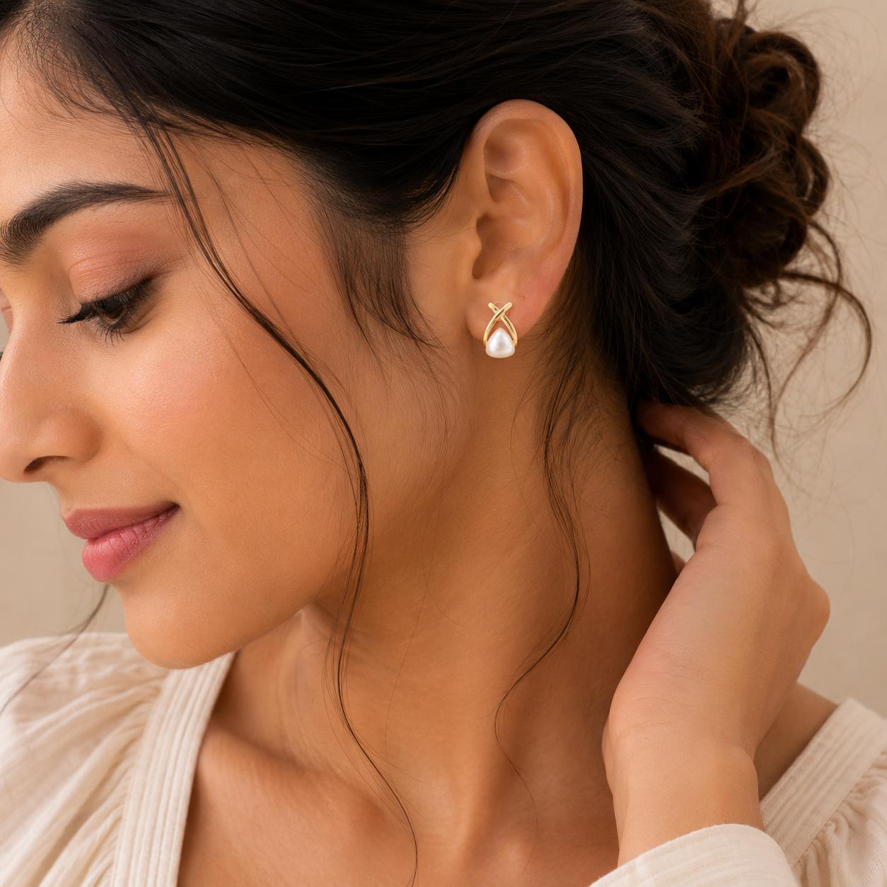 Luna Pearl Knot Studs