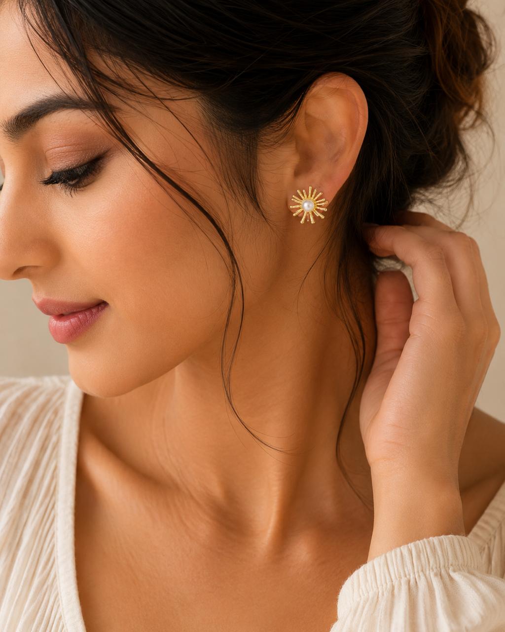 Golden Radiance Pearl Studs