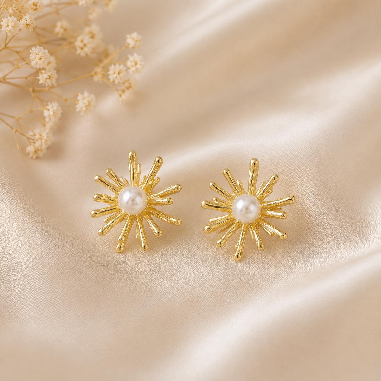Golden Radiance Pearl Studs
