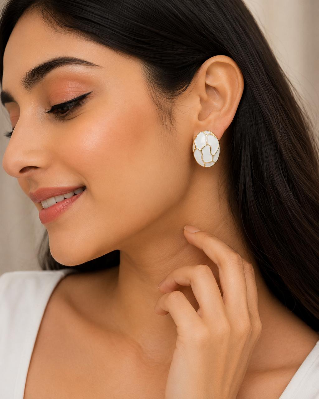 White Marble Studs