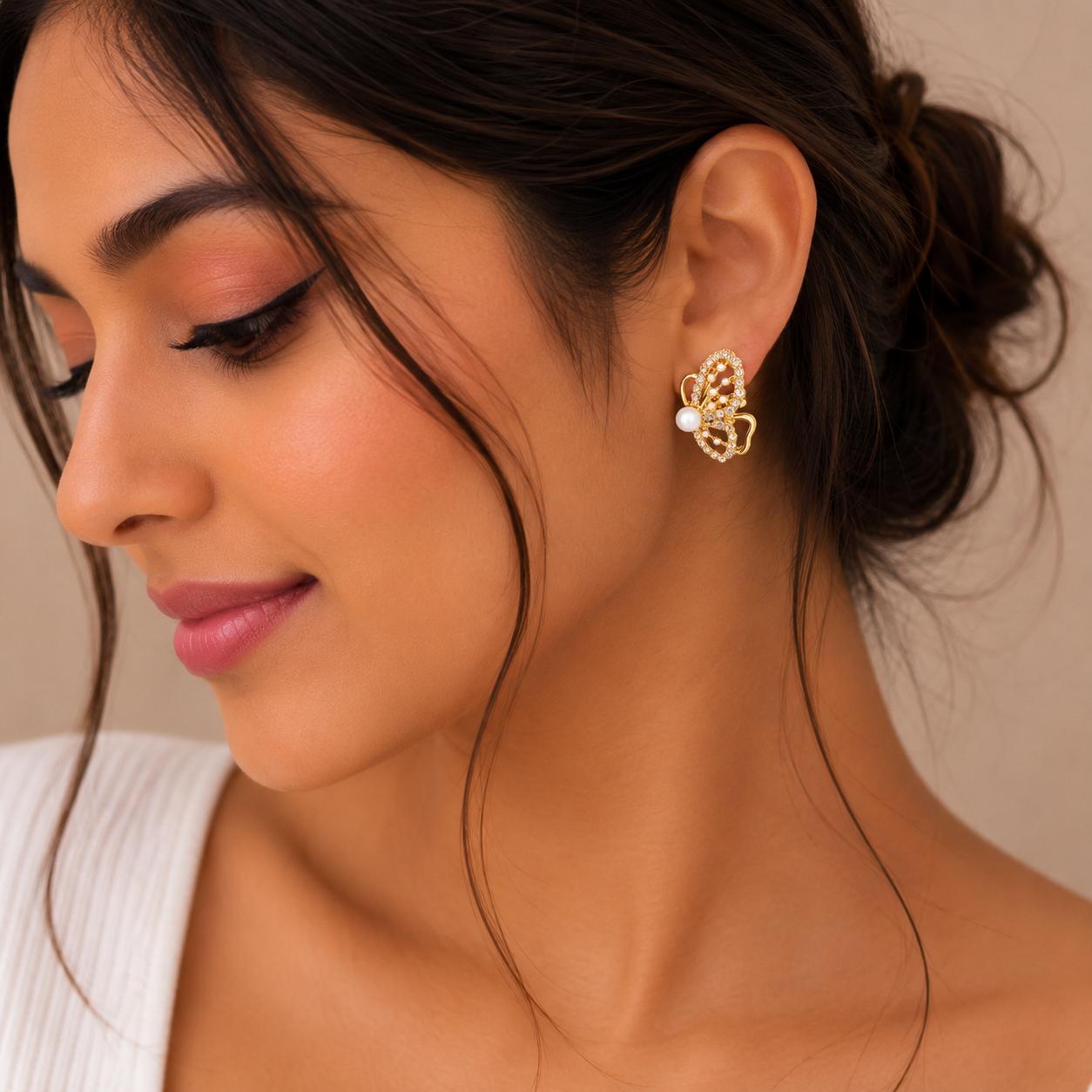 Butterfly Pearl Studs