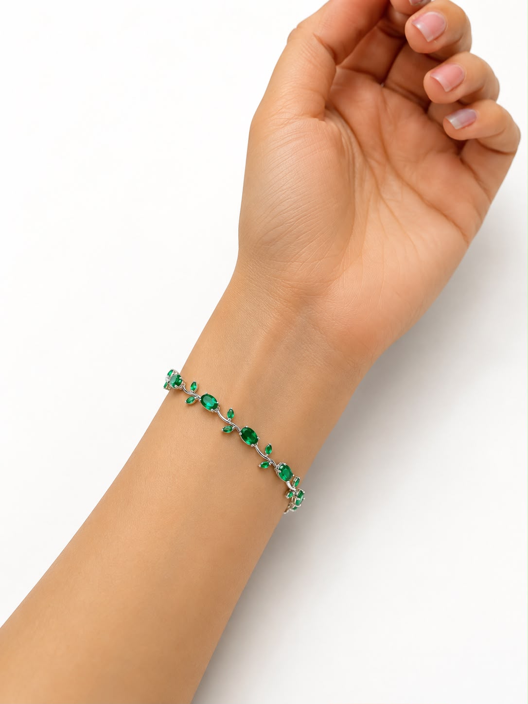 Green-Silver Anti Tarnish Bracelet