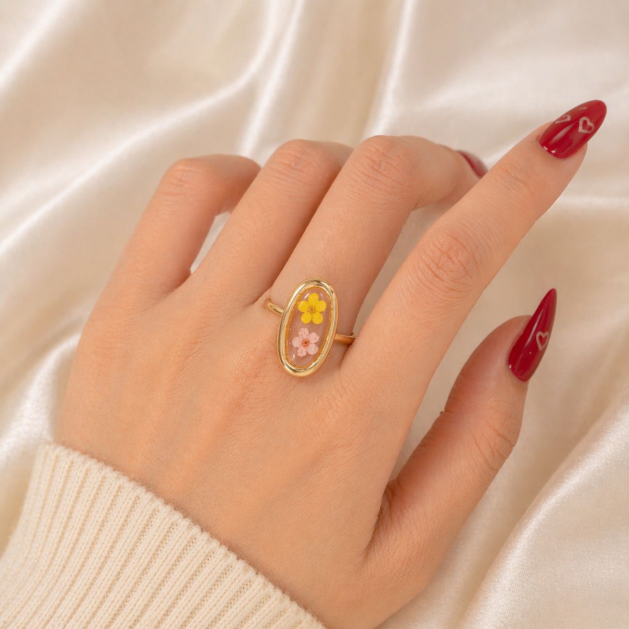 Anti-Tarnish Floral Ring