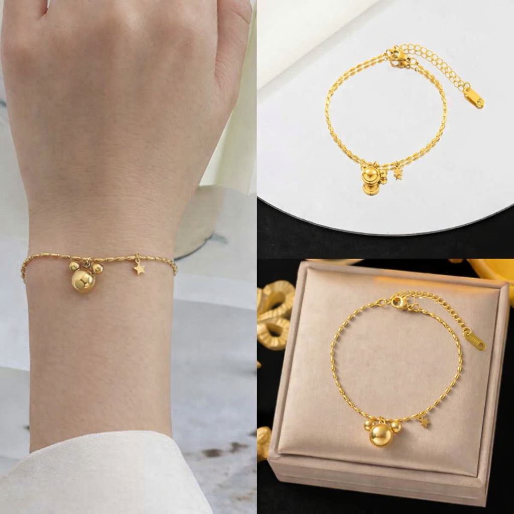 Tiny Bear Charm Anti Tarnish Bracelet