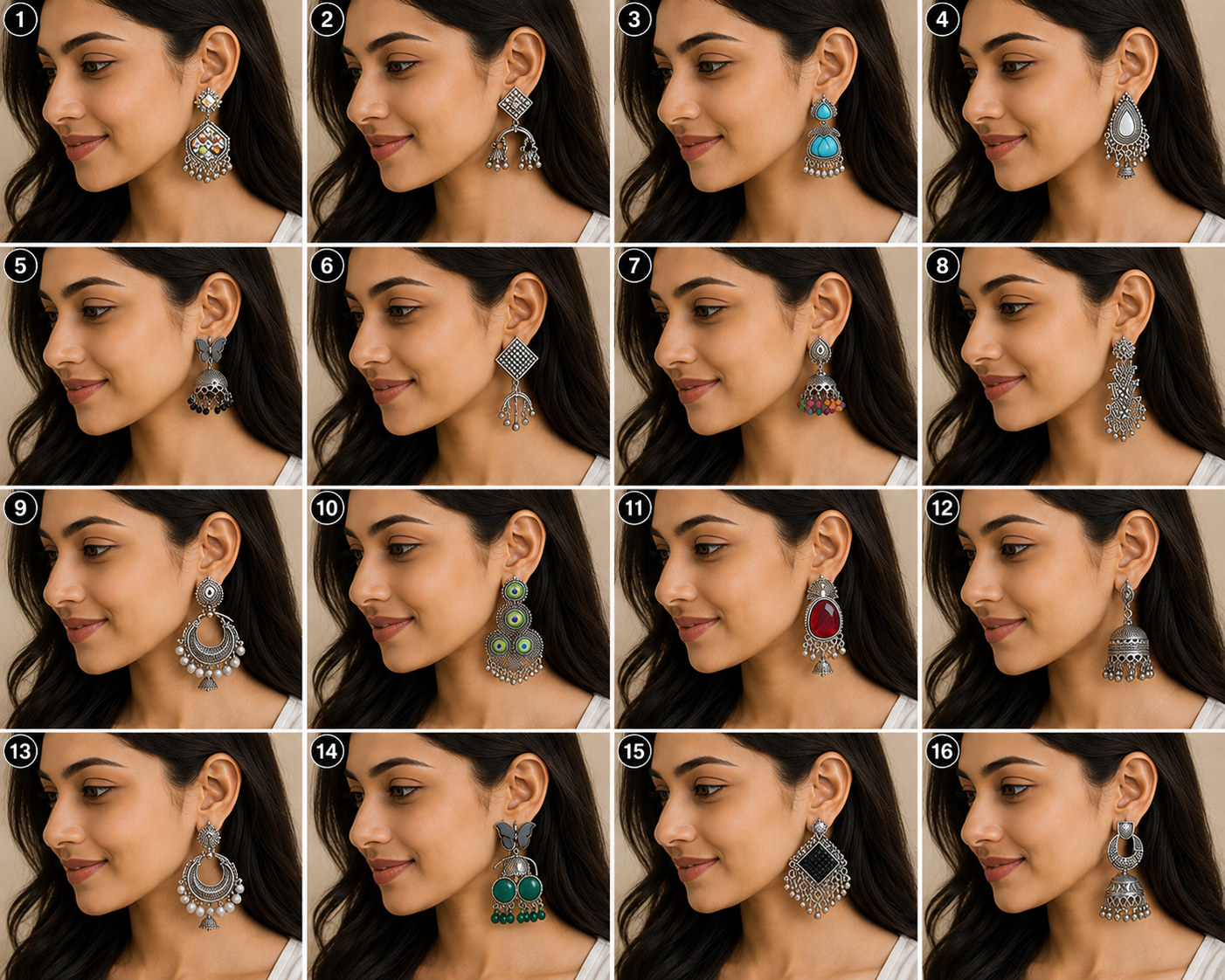 16-piece Jhumka Combo Set