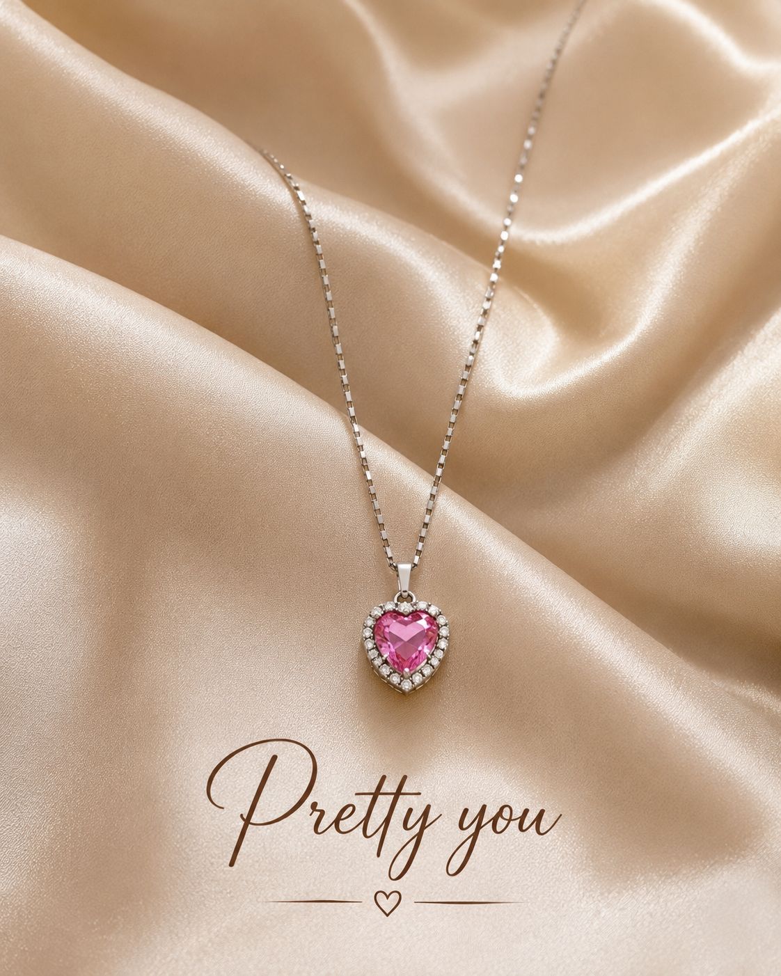 Pink heart locket chain