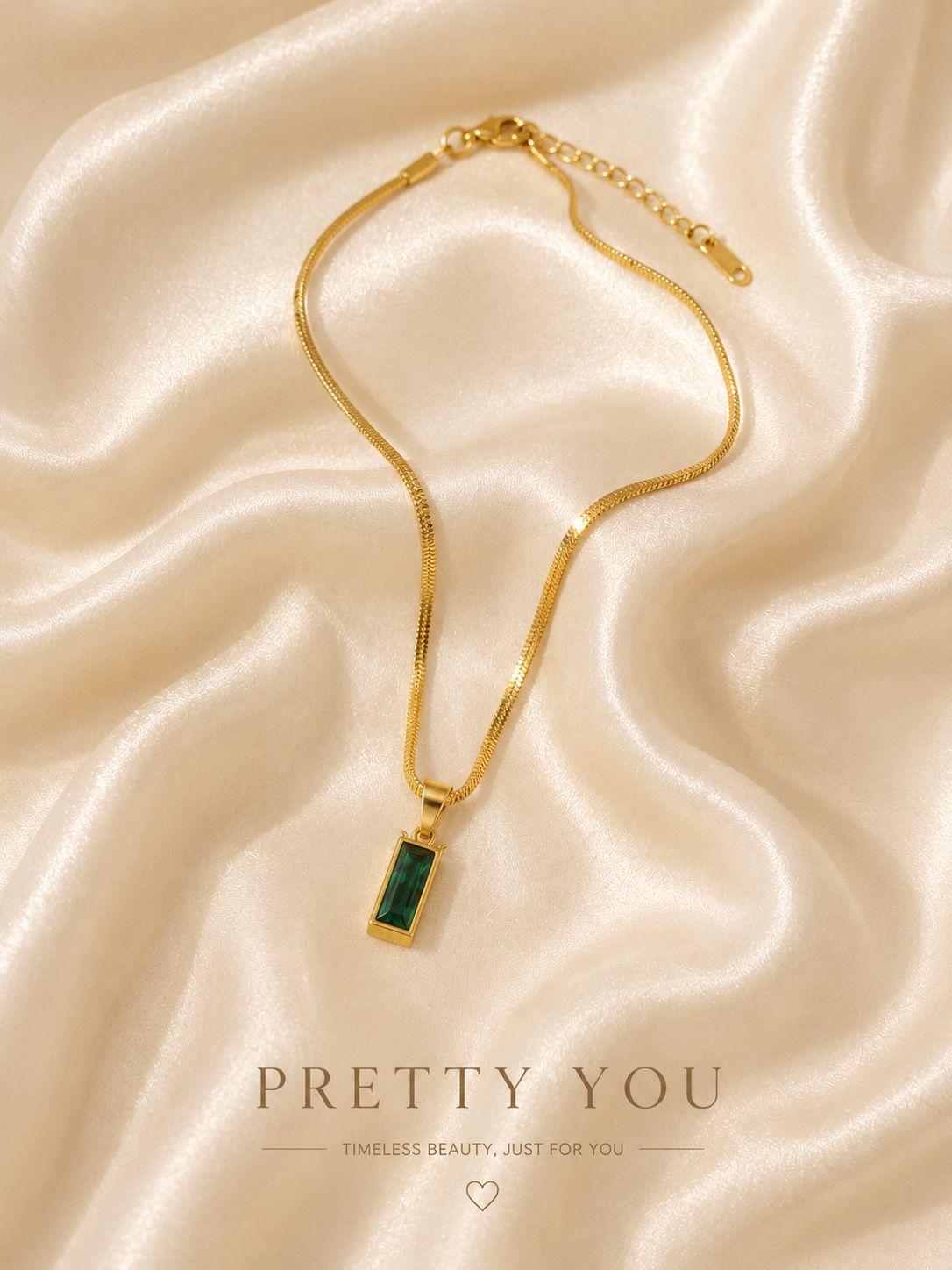 Anti Tarnish Green drop Necklace