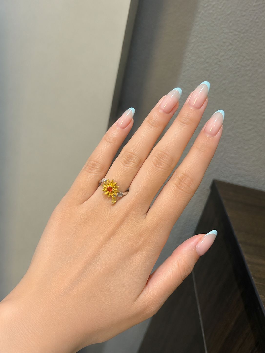 Sunflower Adjustable Ring-Silver