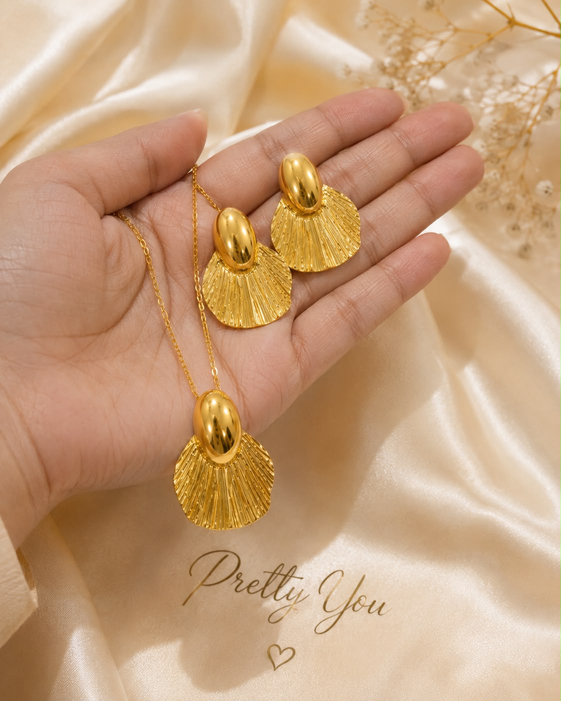 Anti Tarnish Golden Wave Charm Set