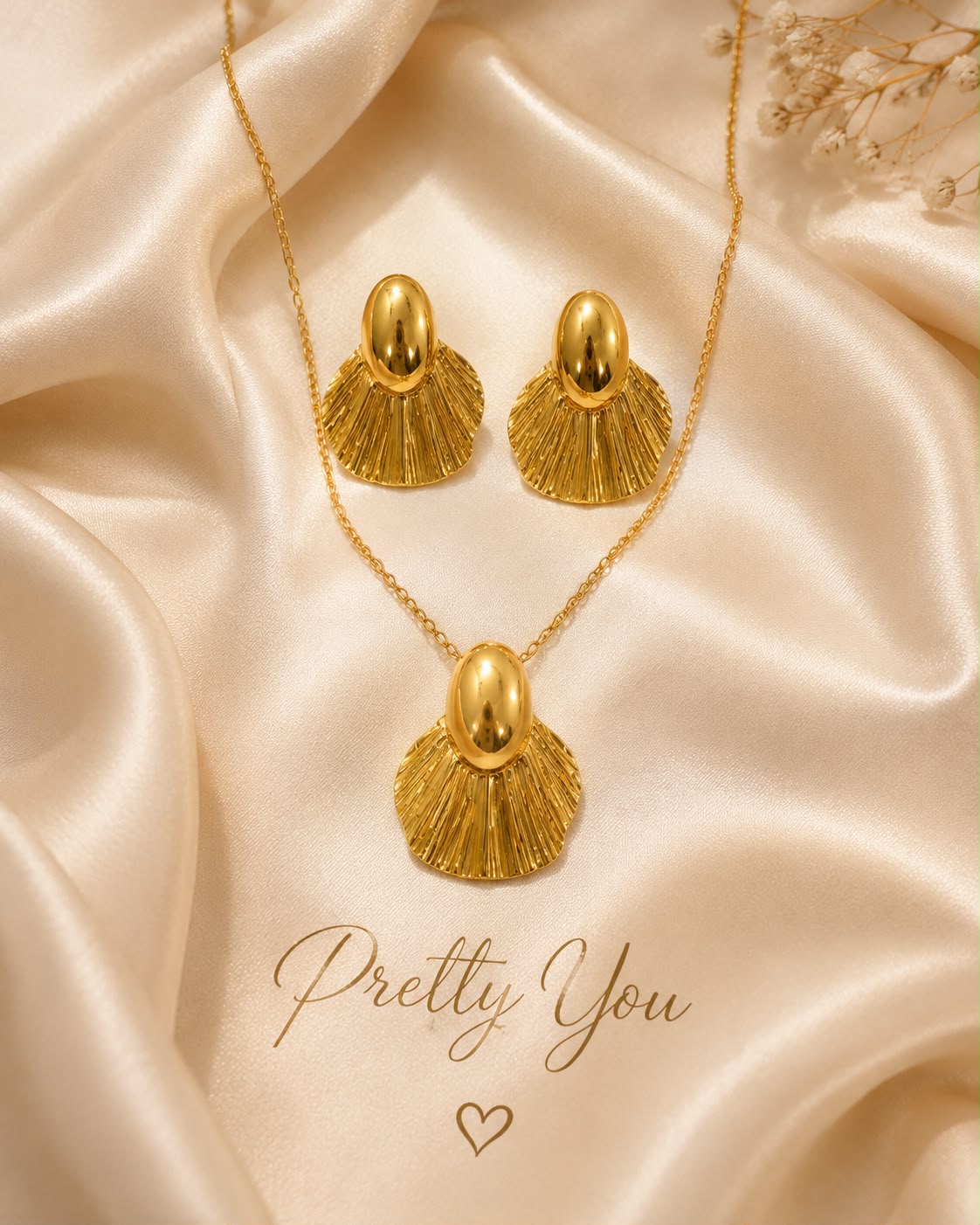 Anti Tarnish Golden Wave Charm Set