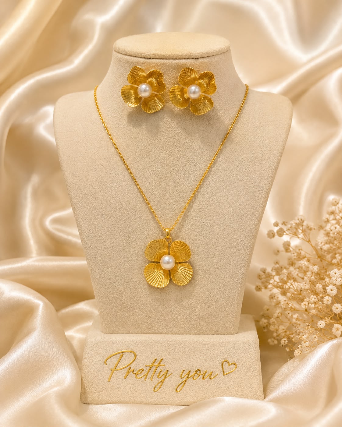 Anti Tarnish Golden Fleur Set