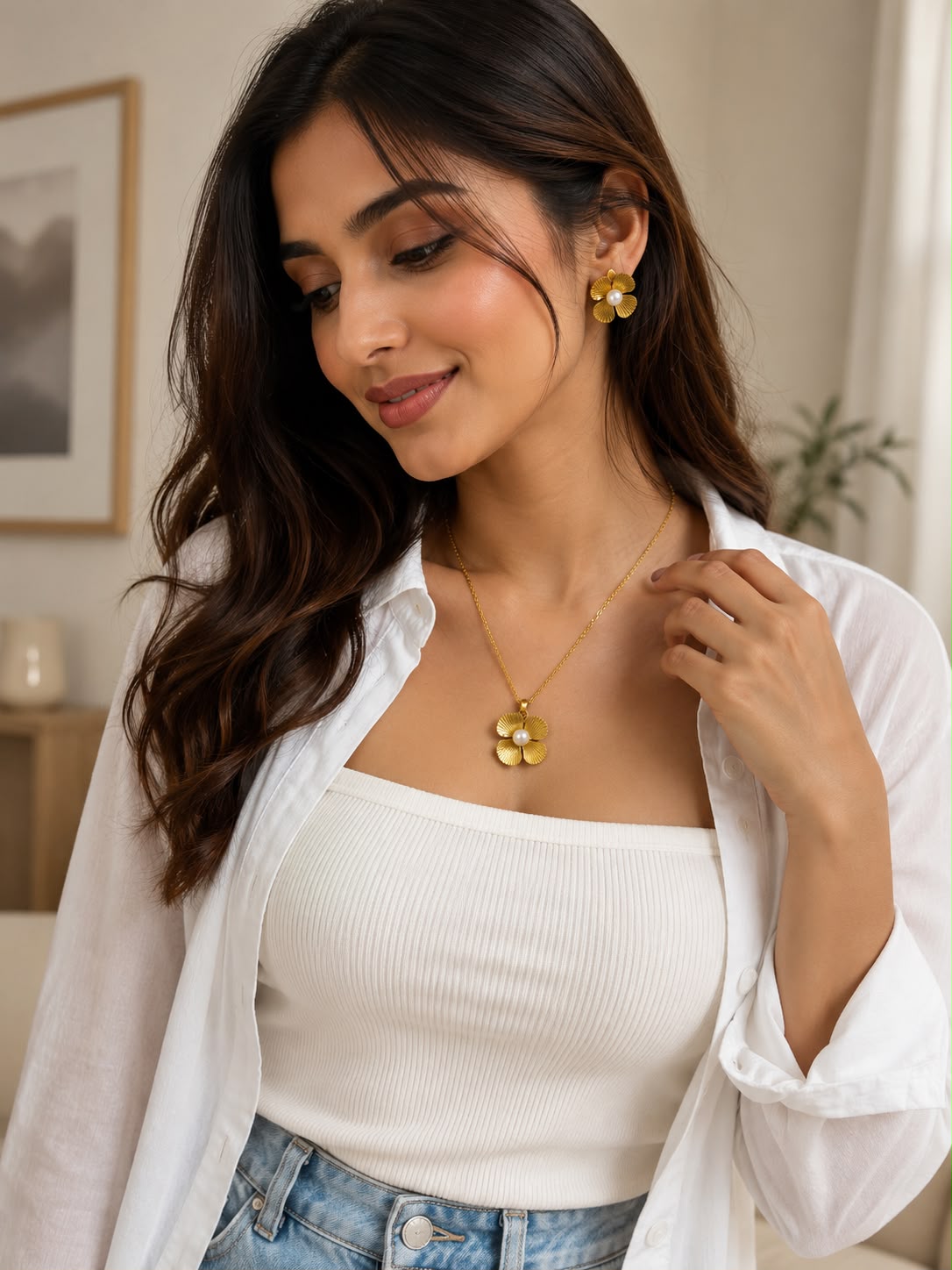 Anti Tarnish Golden Fleur Set