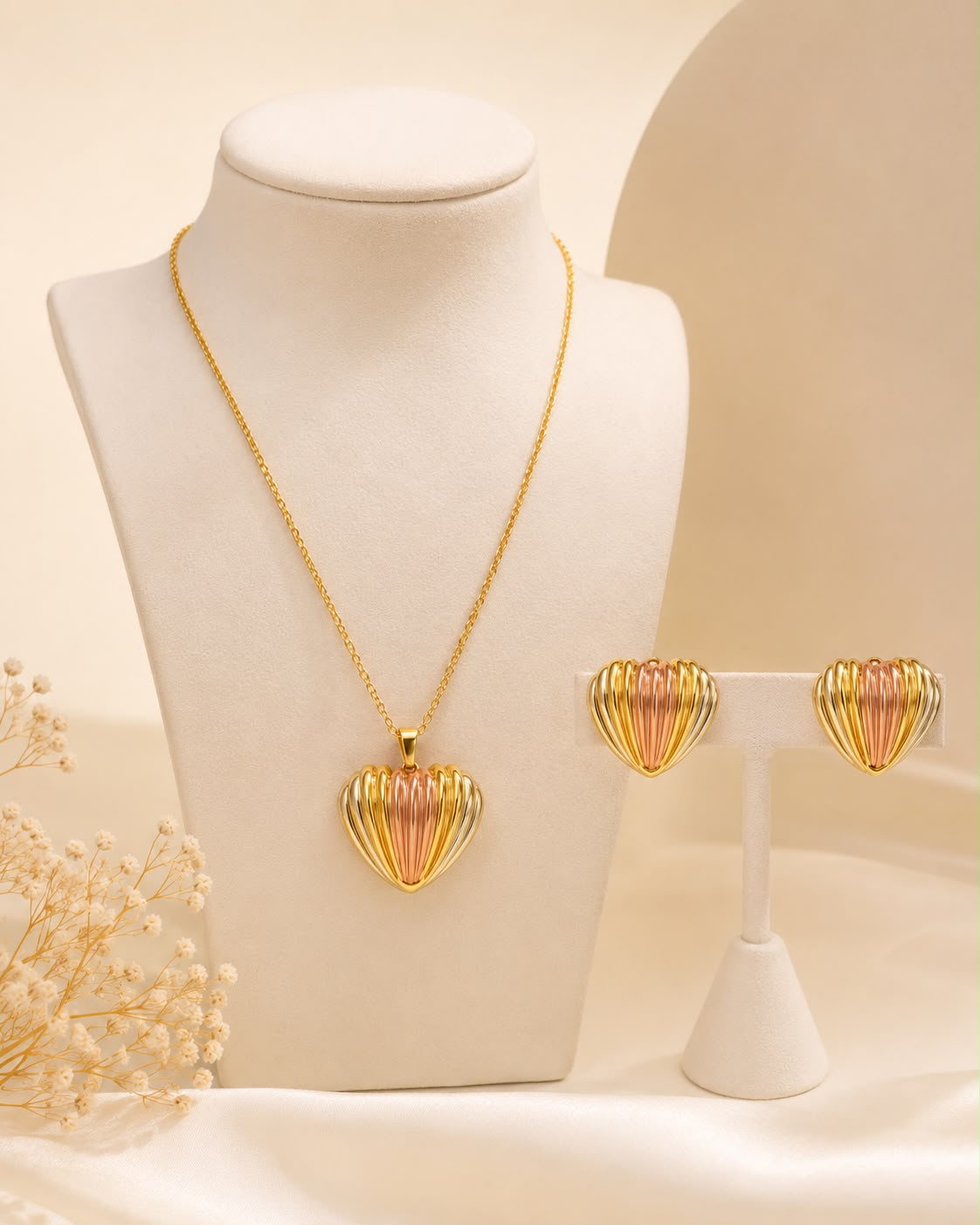 Anti Tarnish Trinity Heart Set