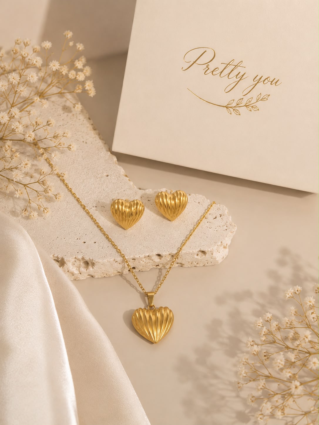 Anti Tarnish Heart of Gold Set