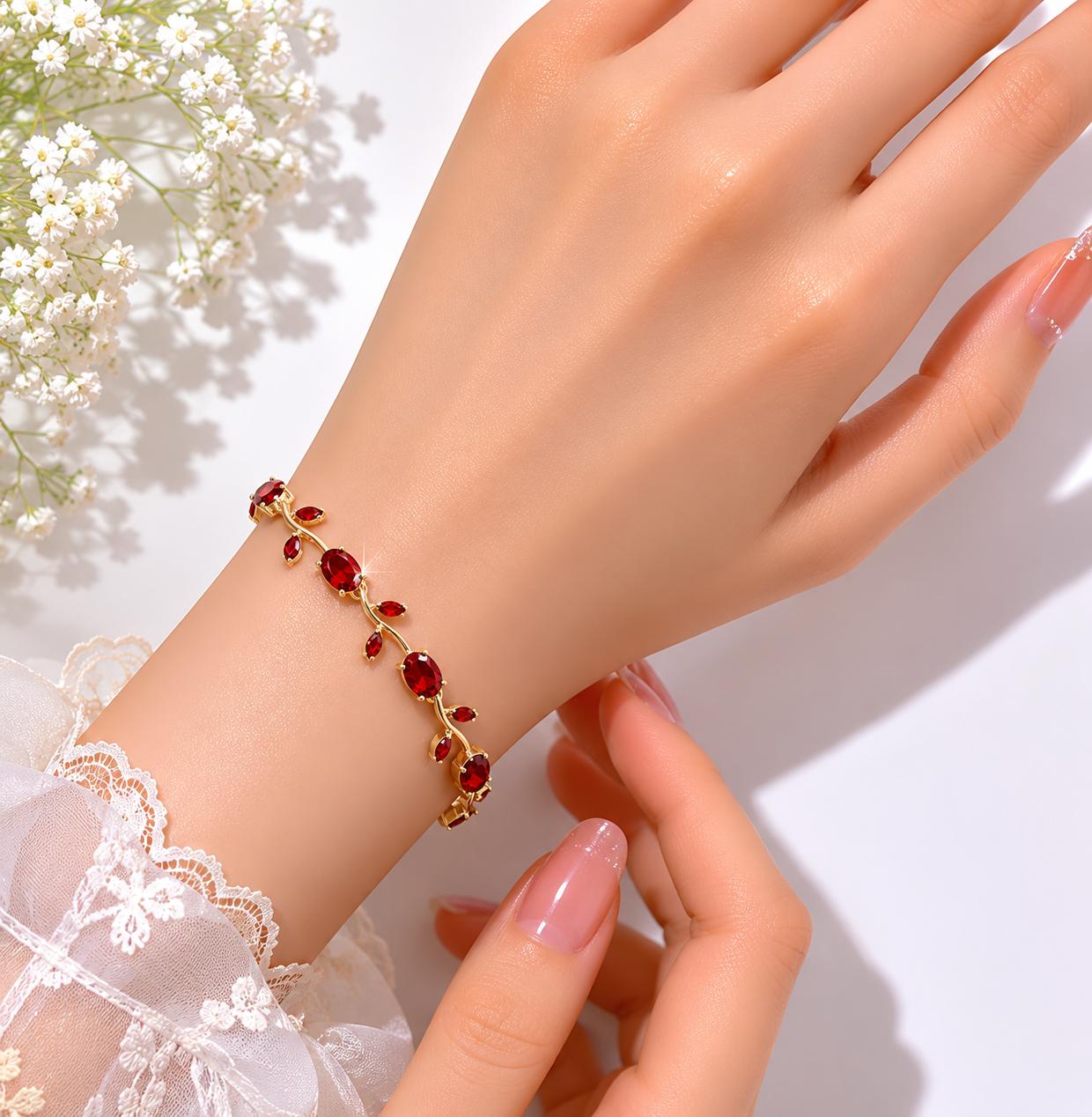 Red Golden-Anti Tarnish Tulip Bracelet