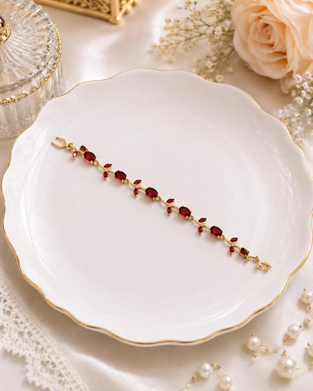 Red Golden-Anti Tarnish Tulip Bracelet