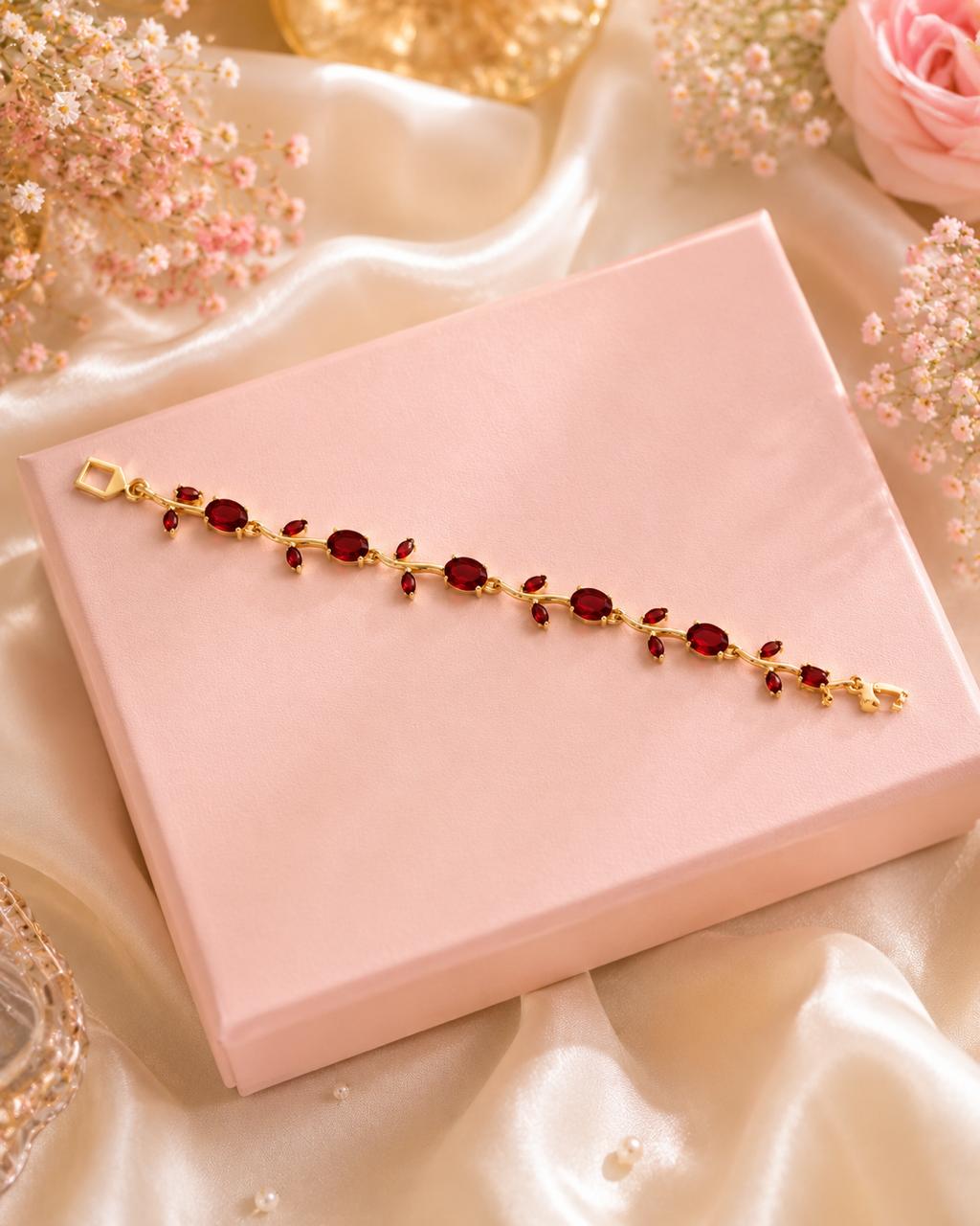 Red Golden-Anti Tarnish Tulip Bracelet
