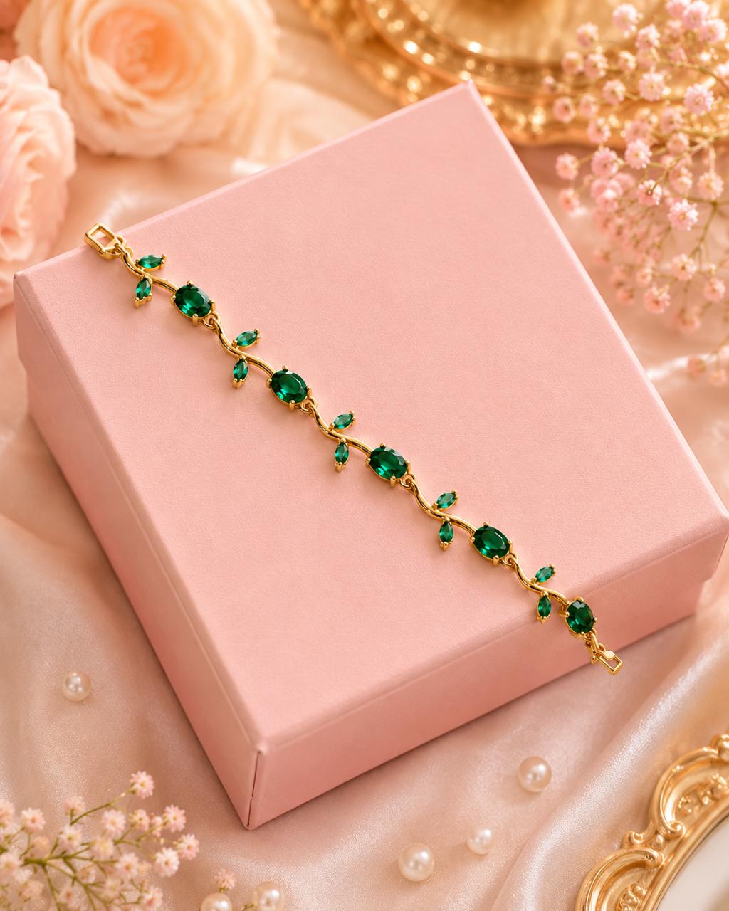 Green-Gold Anti Tarnish Tulip Bracelet