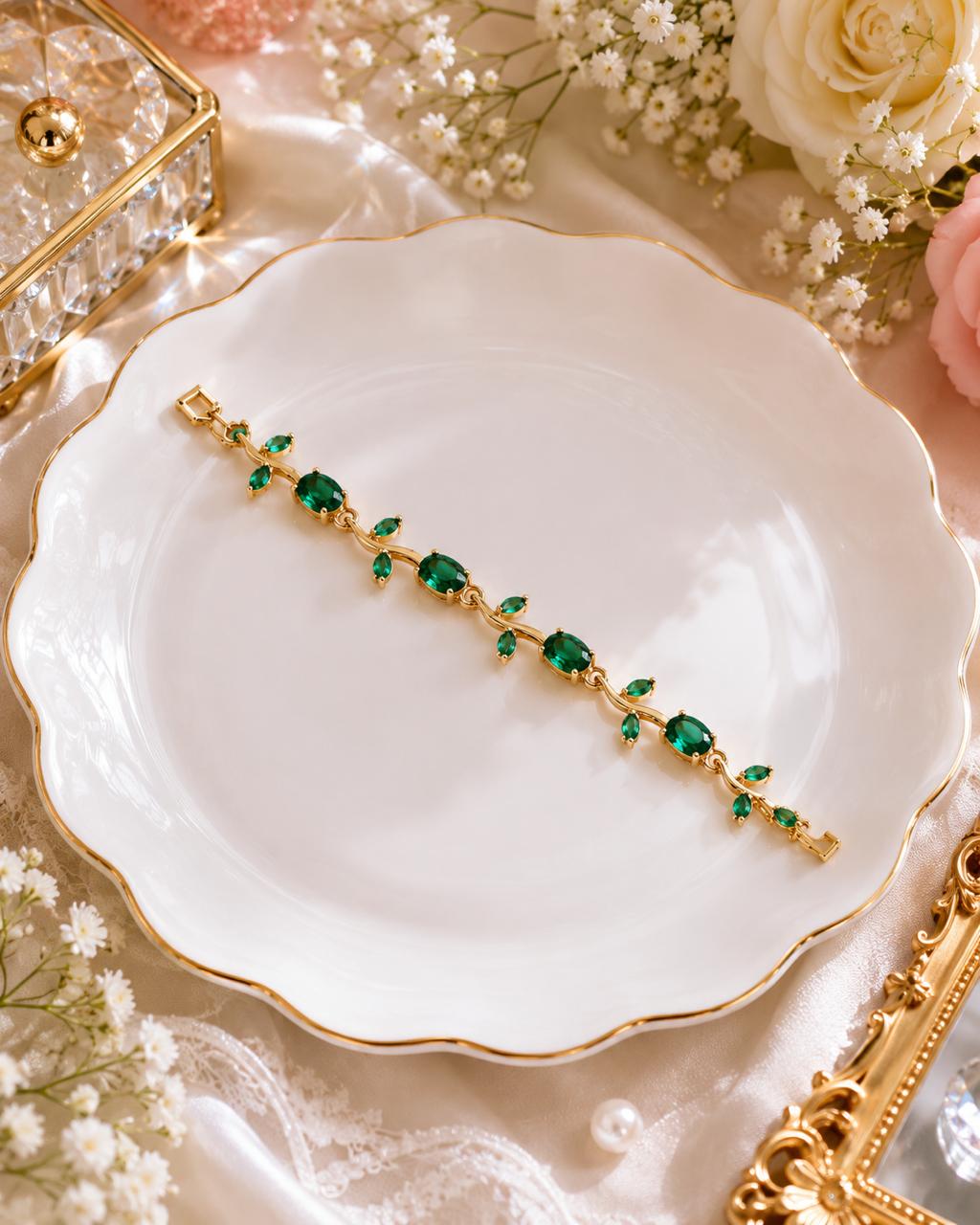 Green-Gold Anti Tarnish Tulip Bracelet