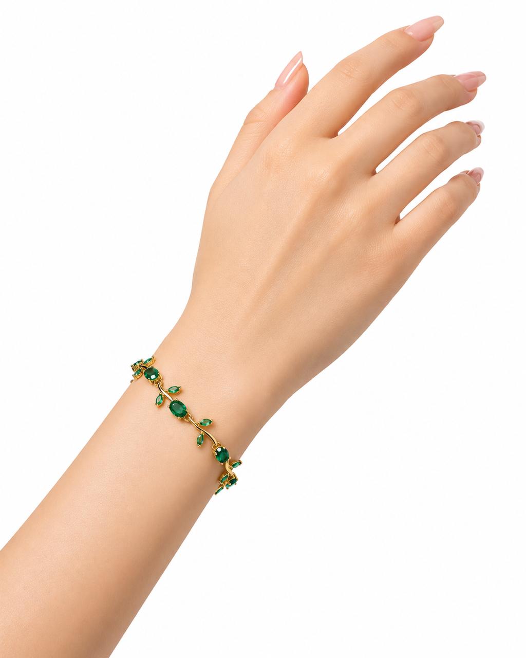 Green-Gold Anti Tarnish Tulip Bracelet