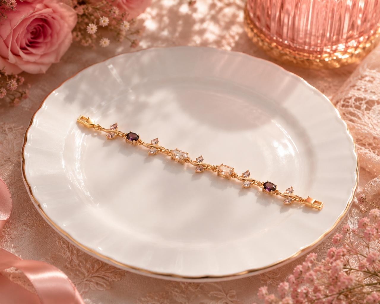 White-Maroon Anti Tarnish Tulip Bracelet