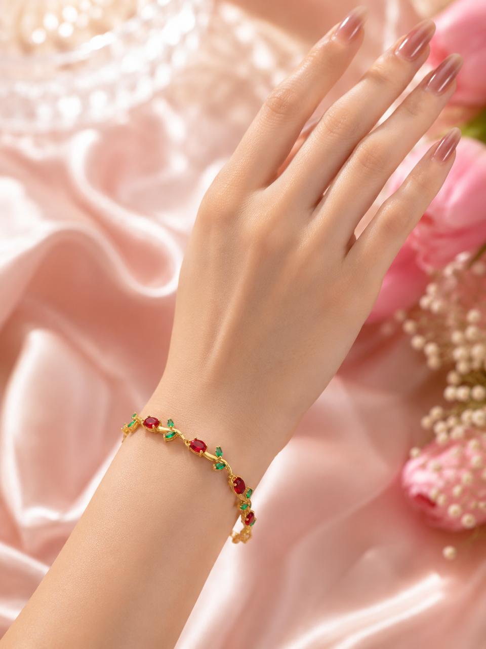 Red-Green Anti Tarnish Tulip Bracelet