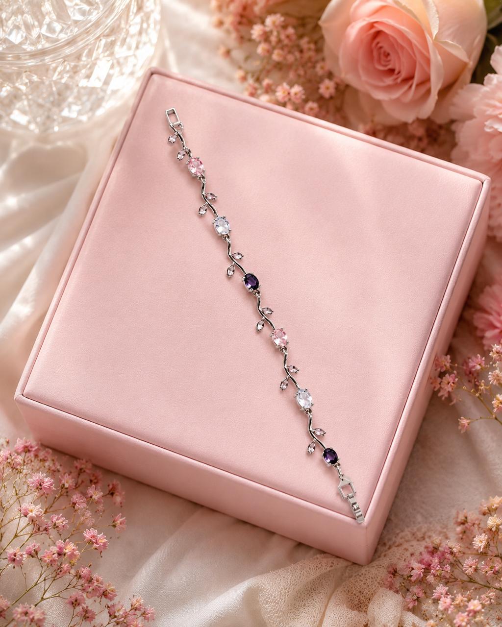 white-purple Anti Tarnish Tulip Bracelet