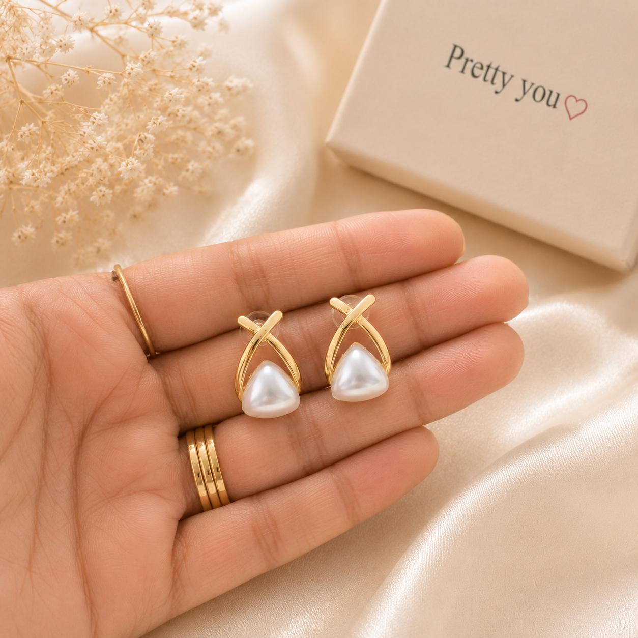 Luna Pearl Knot Studs