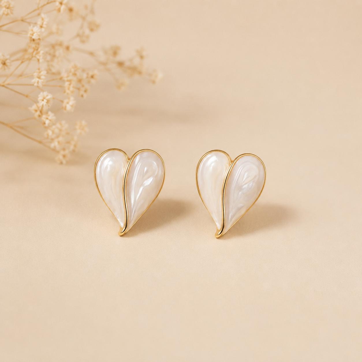 Heart Earring-White