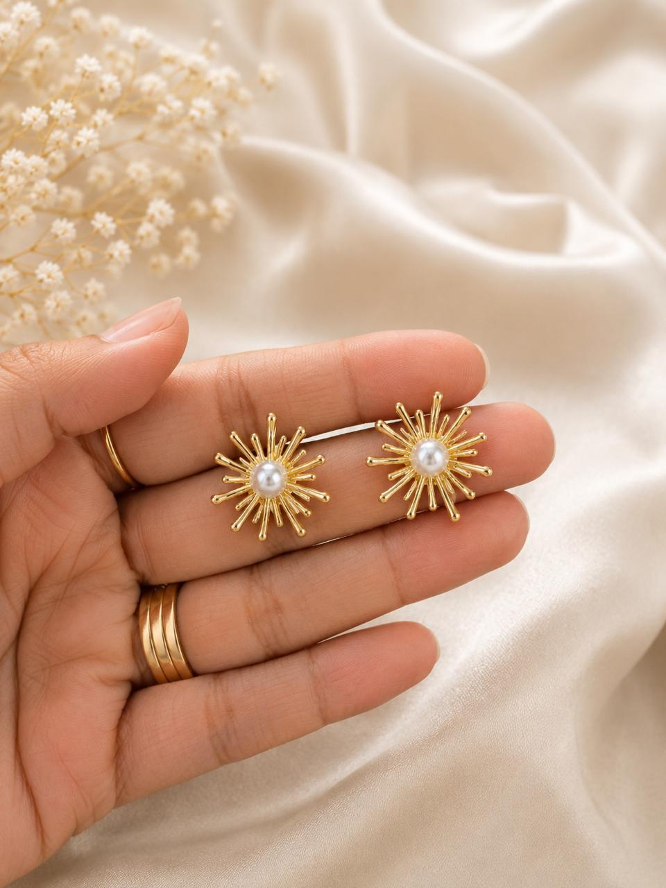 Golden Radiance Pearl Studs