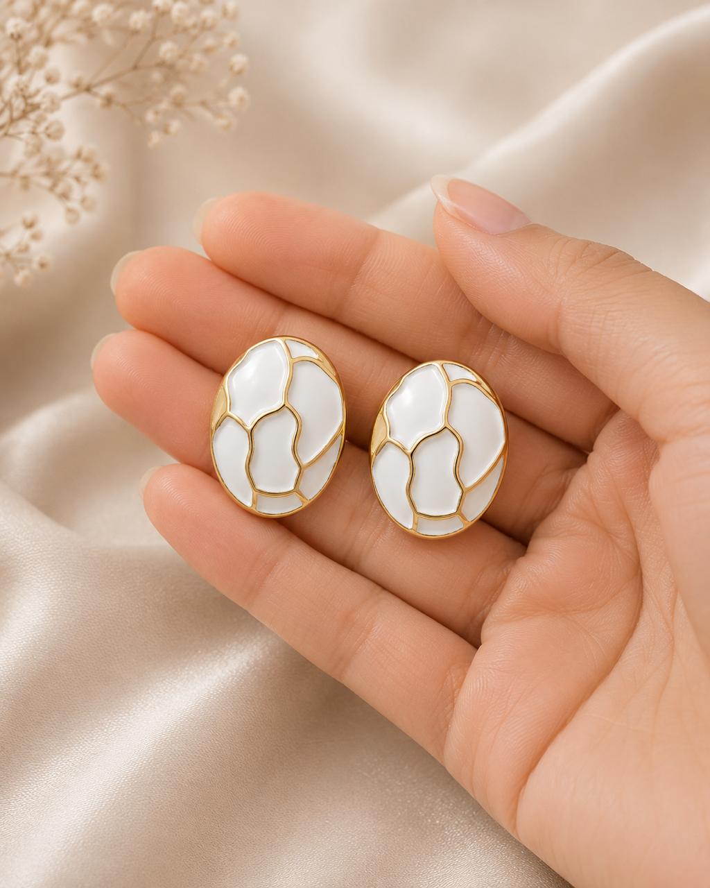 White Marble Studs