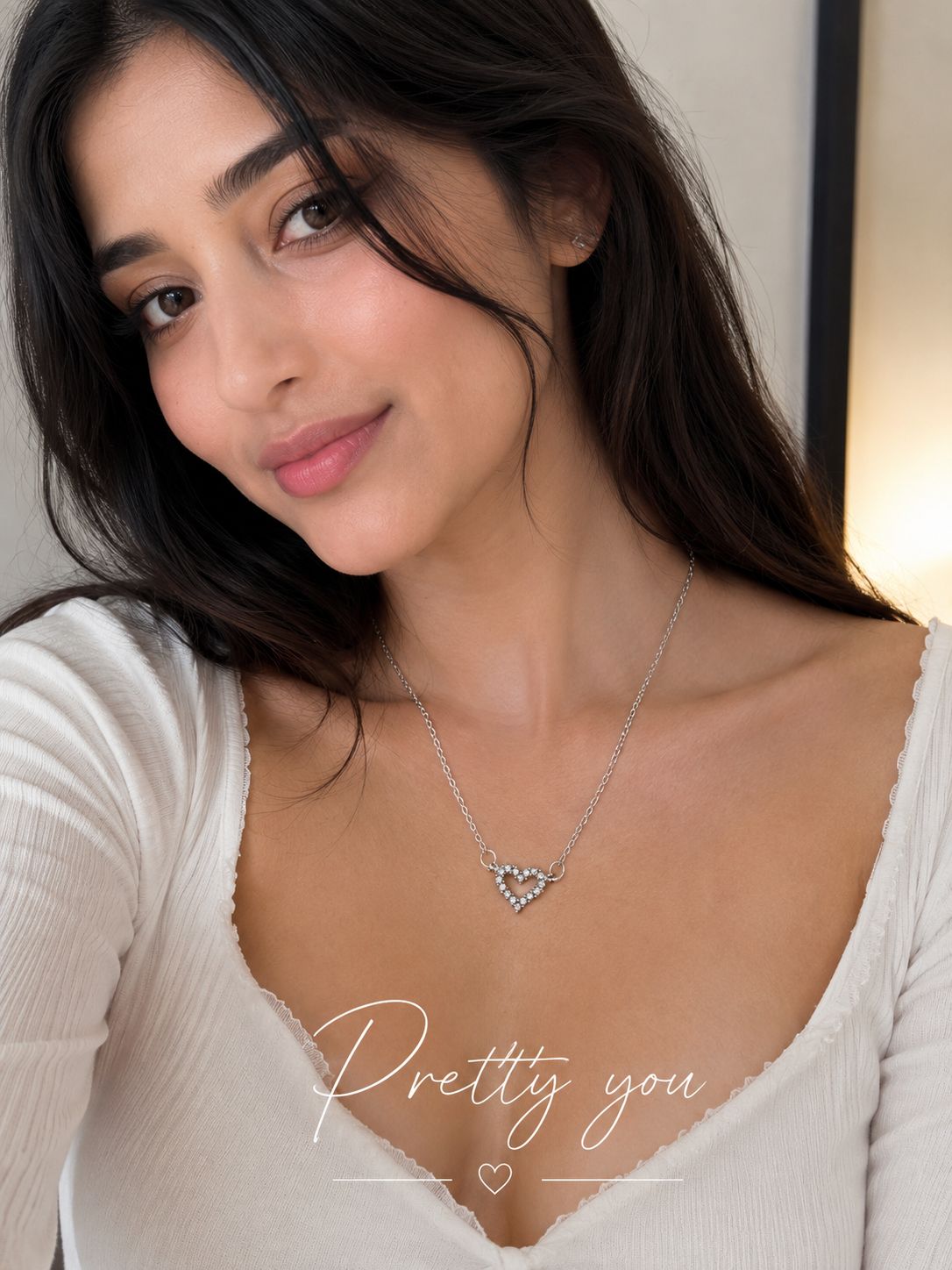 Silver heart chain neckpiece